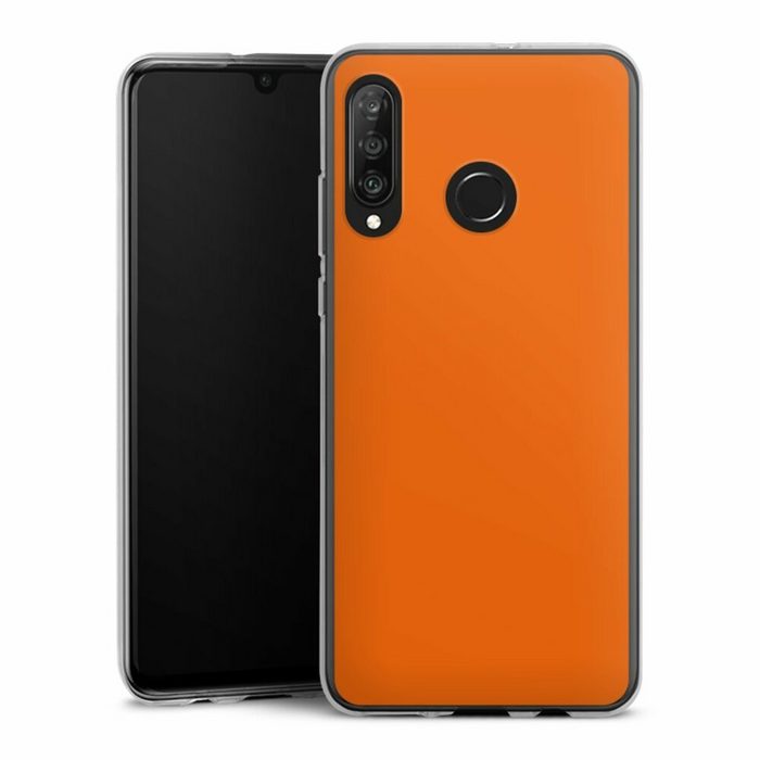 DeinDesign Handyhülle einfarbig orange Farbe Mandarine Huawei P30 Lite Premium Silikon Hülle Bumper Case Handy Schutzhülle