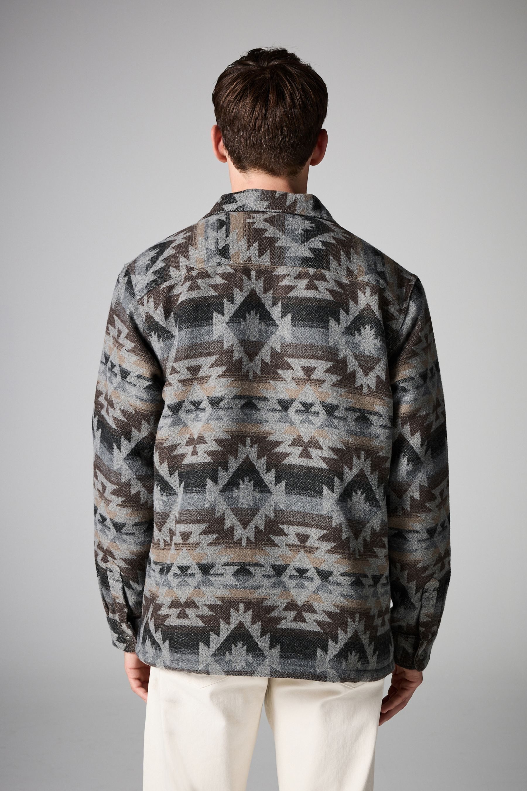 Next Hemdjacke Hemdjacke mit Borgfutter und Navajo-Muster (1-St)