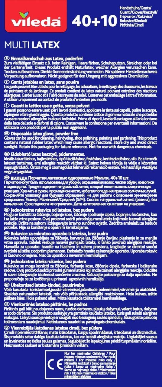 Vileda Latexhandschuhe Vileda Multi Latex Einmalhandschuhe 40+10 S/M