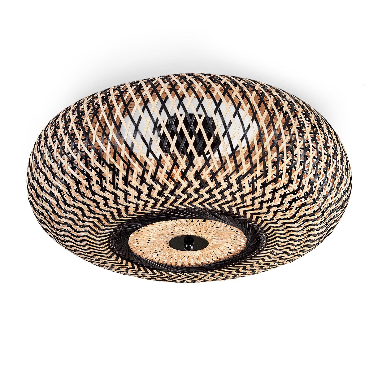 hofstein Deckenleuchte Deckenlampe aus Metall/Bambus in Schwarz/Natur, ohne günstig online kaufen