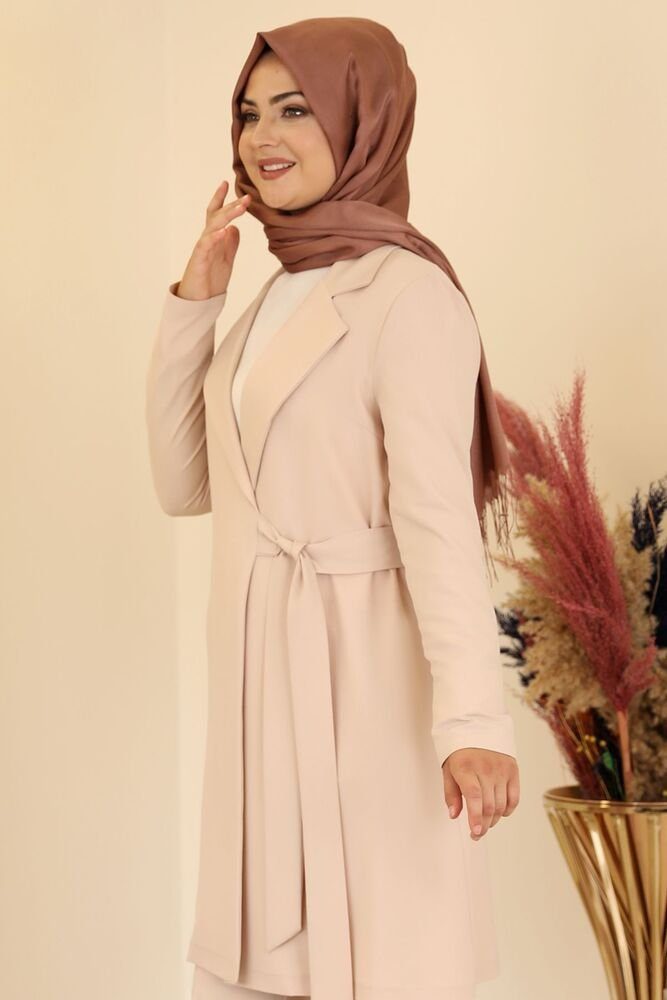 (2teilig, Anzug Anzug Set) Dress Tunika Modest Damen Zweiteiler Fashion Anzug Hijab Modavitrini Anzug Creme-Weiß