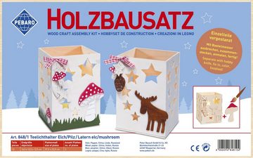 Pebaro 3D-Puzzle Holzbausatz Laterne Elch/Pilz, 848/1, 13 Puzzleteile