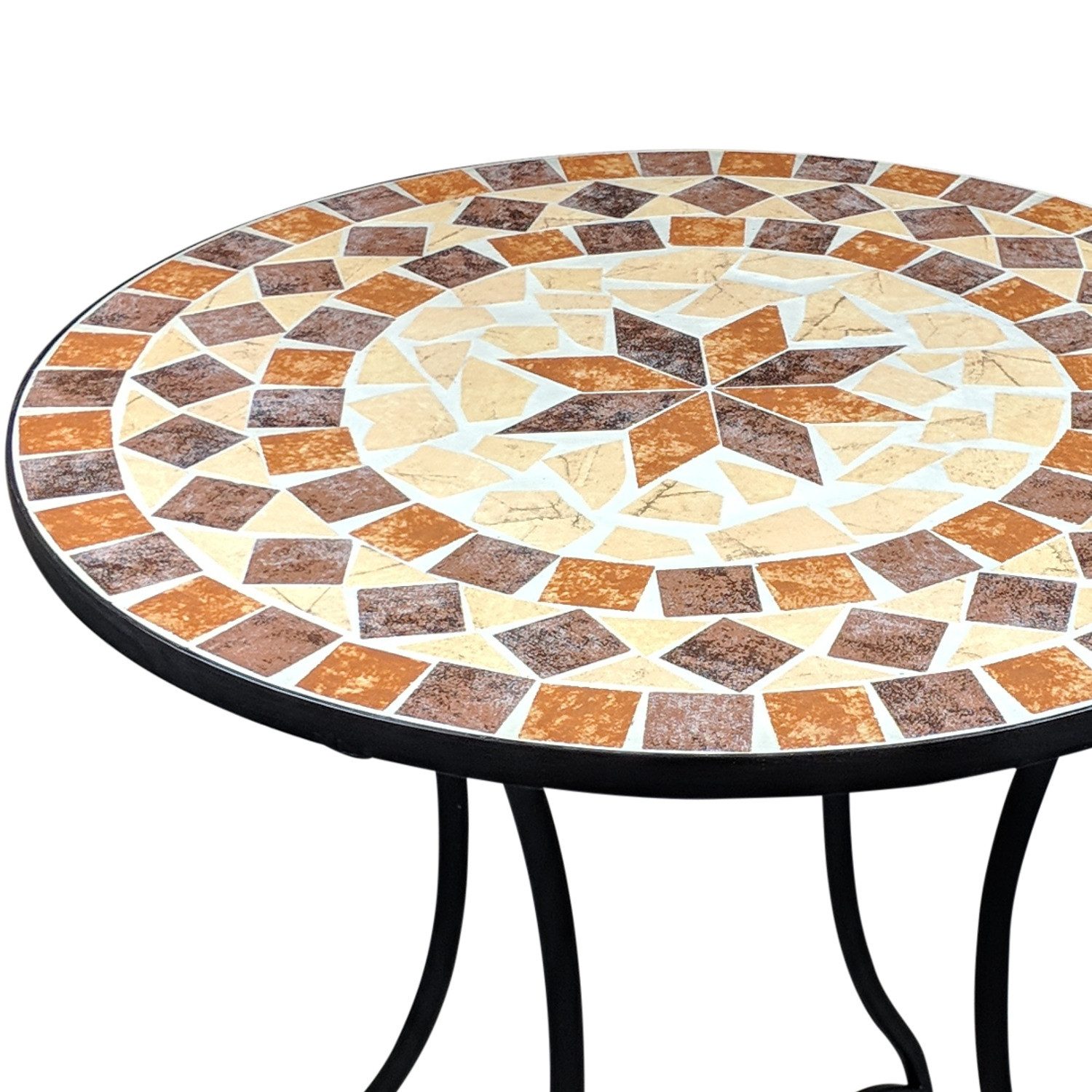 Kamelio Gartentisch 60cm Mosaiktisch rund Balkon Mediterran Garten (2-St), Tischplatte und Gestell – Bild 3 von 5