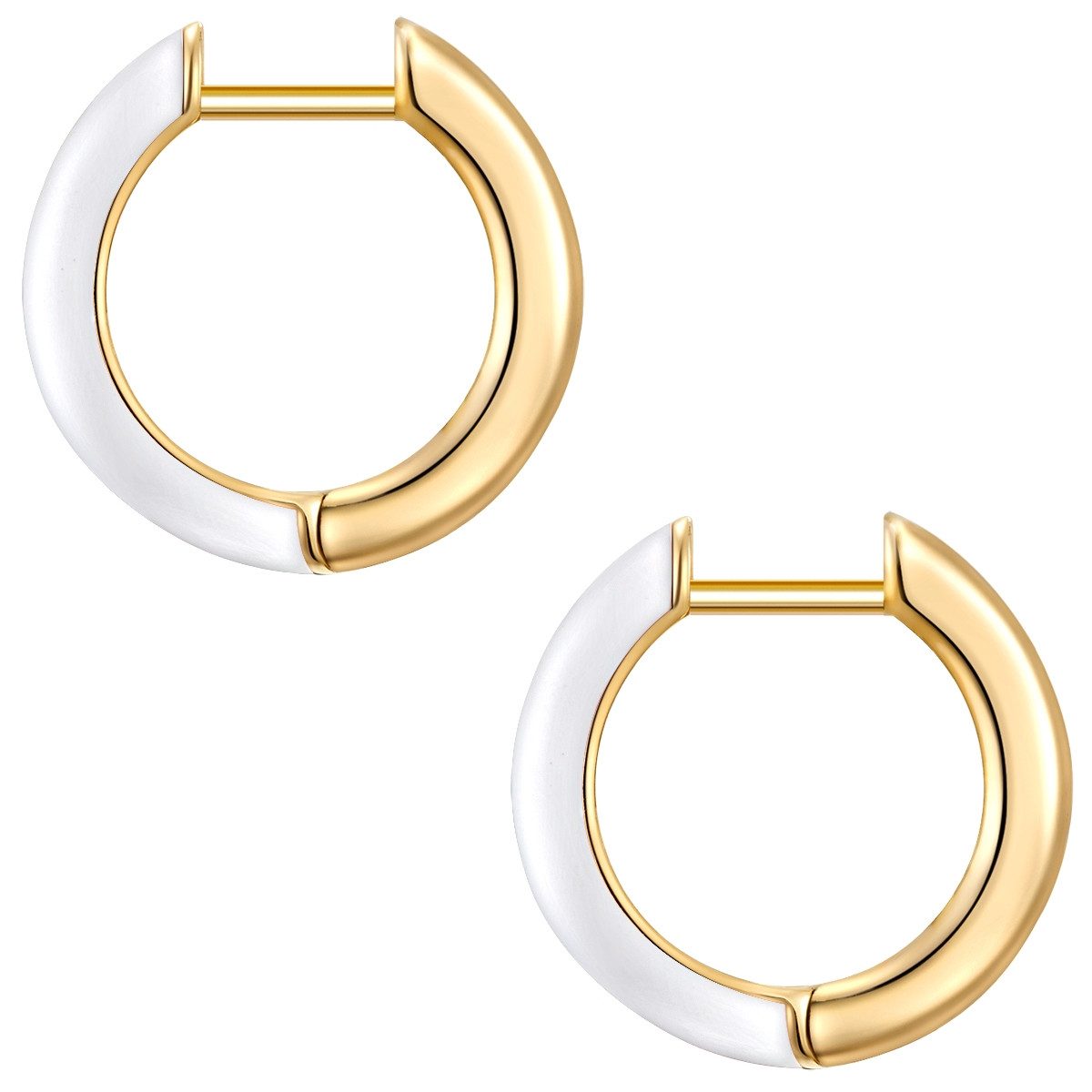 Yokoamii Paar Creolen Set: Y27 (2-tlg), Creolen gelbgold weiß – Bild 3 von 4