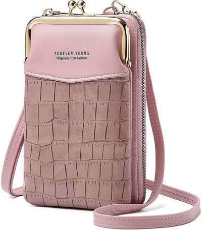Housruse Mini Bag »Handy-Umhängetasche, Damen (Polyurethan) Umhängetasche aus Leder, Geldbörse mit Kartenfächern, verstellbarer, abnehmbarer Schultergurt für iPhone 12 / Huawei P30 Lite«