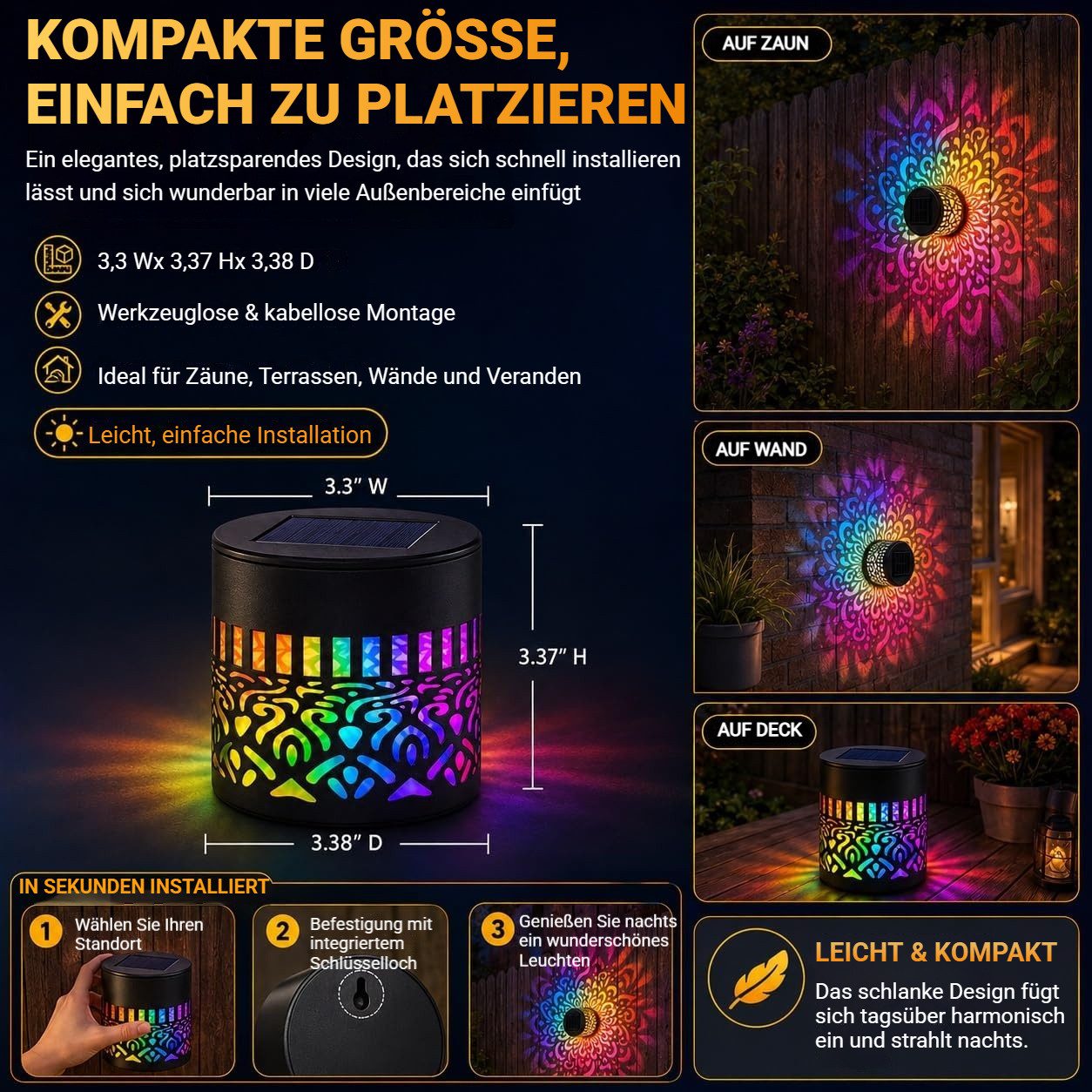 VIVIHEYDAY LED Solarleuchte Solarlampen für Außen, 1/2/4 Stück Solarlaterne für Außen IP65, Wasserdicht Balkon Deko, Metall LED Gartenleuchte für, Dekoration Garten, Gartendeko, Terrasse, Patio, Camping, Hinterhöfe