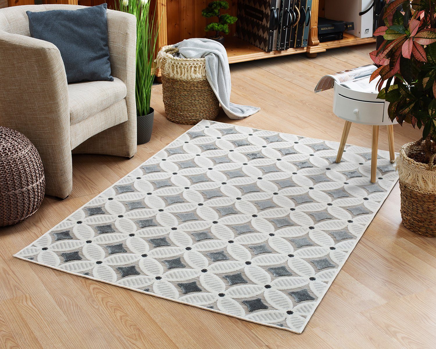 Teppich In- und Outdoor-Teppich Gridstone Clay für Innen und Außen, DomDeco Grau