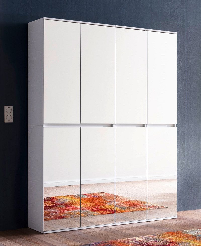 trendteam Kleiderschrank Garderobenschrank Mirror 2, Kombination, weiß, 2-teilig