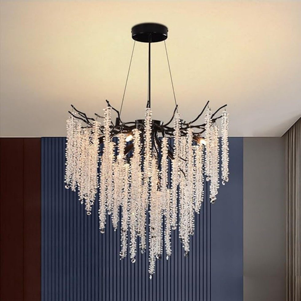 RRBEST Kronleuchter Modern Kronleuchter Kristall Leuchte, Luxus Kristall Pendelleuchte, Dimmbar Kristall Hängeleuchte, für Esszimmer, Wohnzimmer, Schlafzimmer