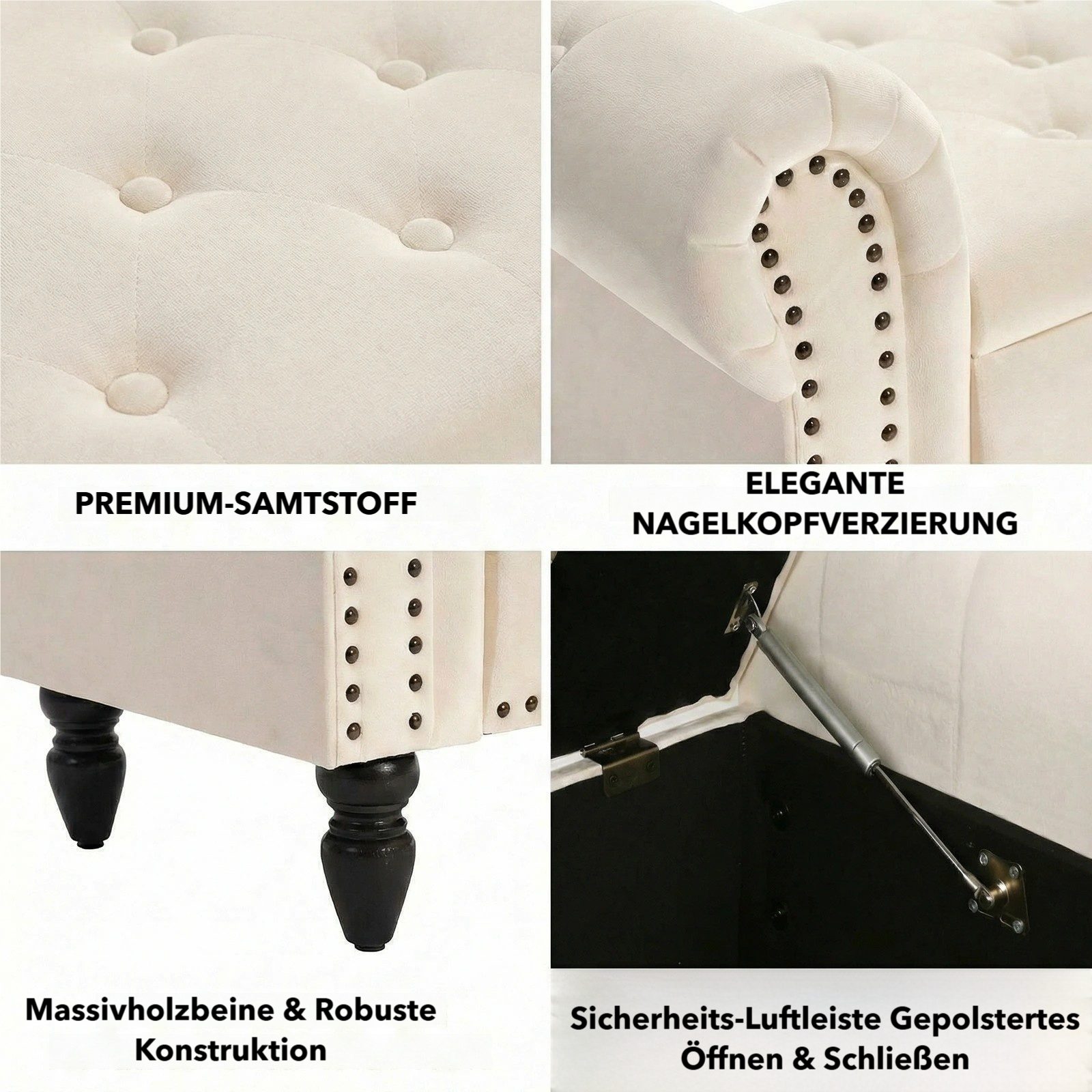 TLGREEN Bettbank Doppelter Hocker mit Stauraum, (Samt,Eleganz und Komfort mit Stauraum), Multifunktionsbank für Wohnzimmer,Schlafzimmer