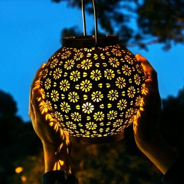 Gontence LED-Leuchtmittel Solarenergie Eisen hohlen Chrysantheme Projektion Lampe, 1 St., Lampe im Freien Terrasse Garten Landschaft Dekoration Lampe