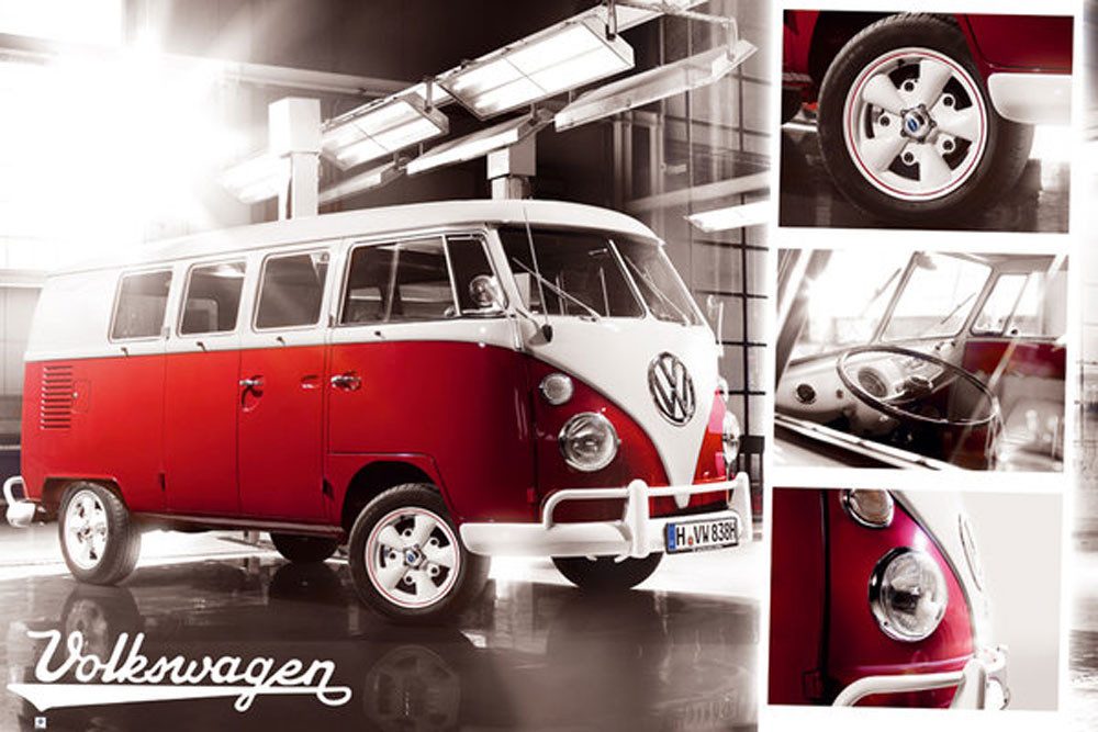 Poster Volkswagen - Poster - Camper Split Screen + Zusatzartikel