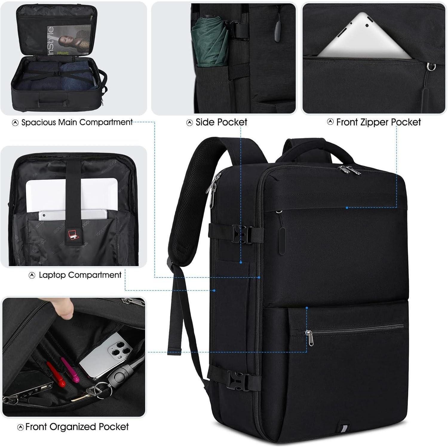 LuxusKollektion Laptoprucksack Rucksack Herren 17.3 Zoll Laptop Business Reiserucksack Schwarz