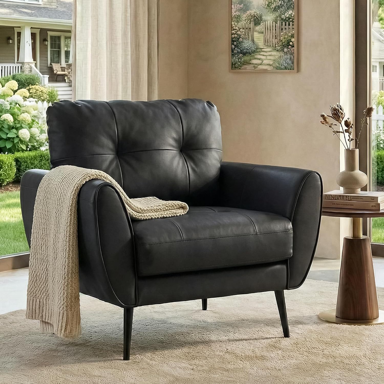 GRAVFORCE Ohrensessel mit Armlehnen, für Wohnzimmer, 84.8*66*78cm, Schwarz (1-St), Ergonomische Wirbelsäulen-Stütze