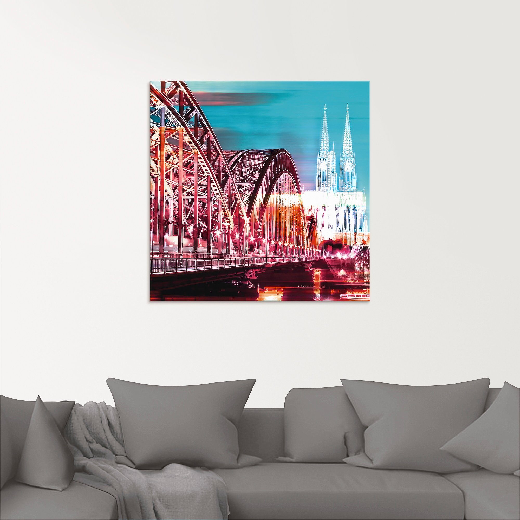 Köln Artland (1 Abstrakte Glasbild 13, in verschiedenen St), Collage Größen Skyline Brücken