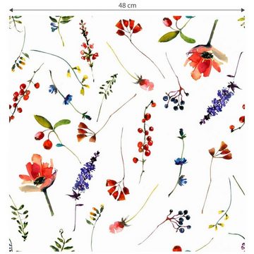 K&L Wall Art Mustertapete Hagebutte Vliestapete Blumen Johannisbeeren Mustertapete Botanik Blüten, Mittsommertag Tapete