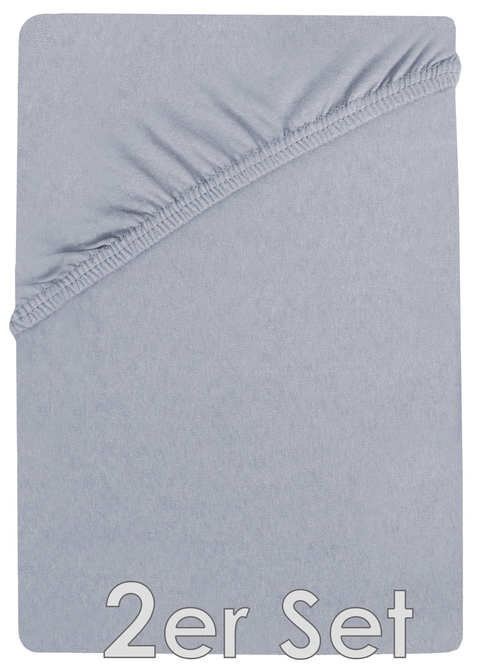 NatureMark Spannbettlaken Jersey Spannbetttuch, 100% Baumwolle, Gummizug: rundum, (2 Stück), Kinder Spannbetttuch, für Baby-/Kinderbett, 70x140 cm, Silber grau
