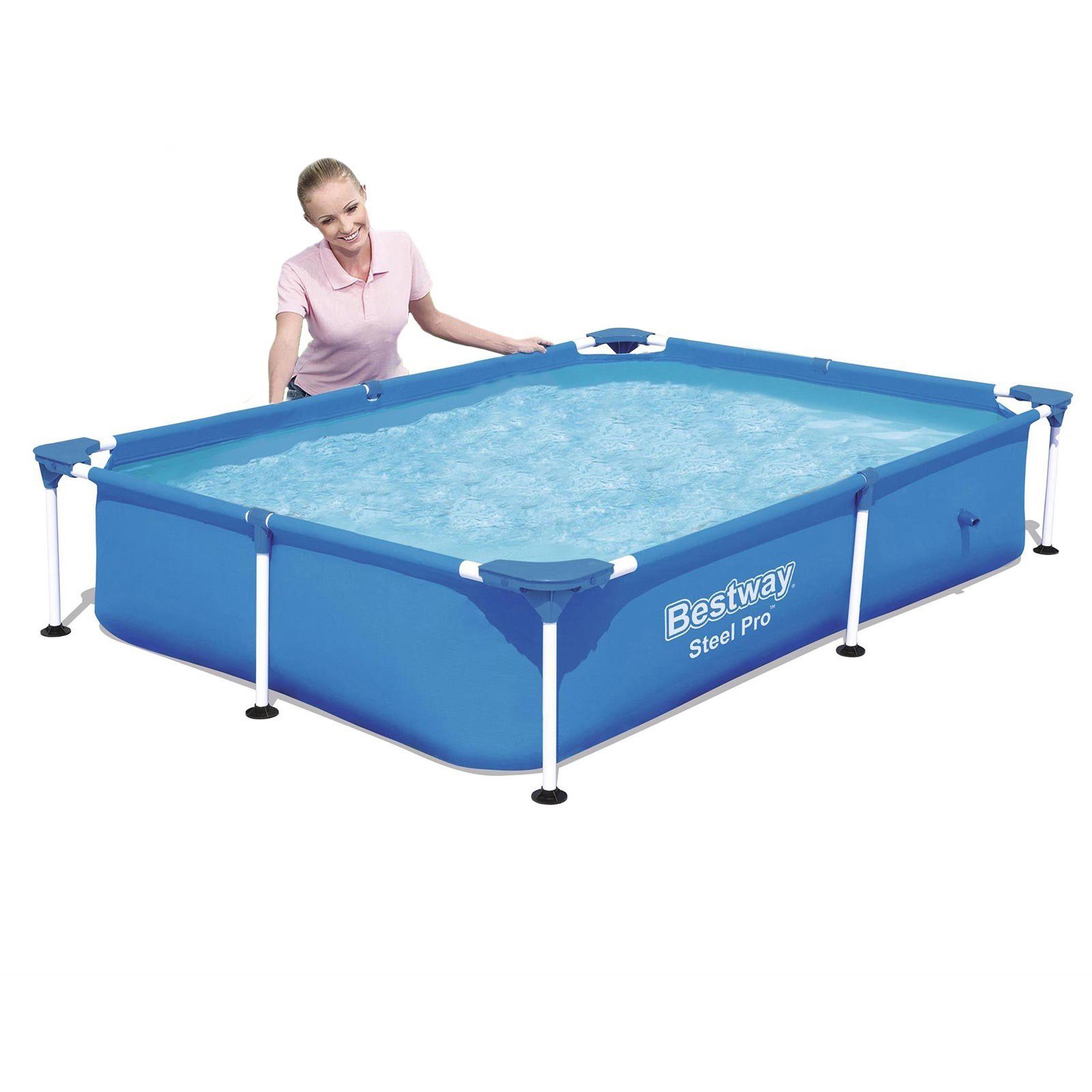 Framepool Steel Pro Frame Pool Swimmingpool rechteckig 221x150x43cm
