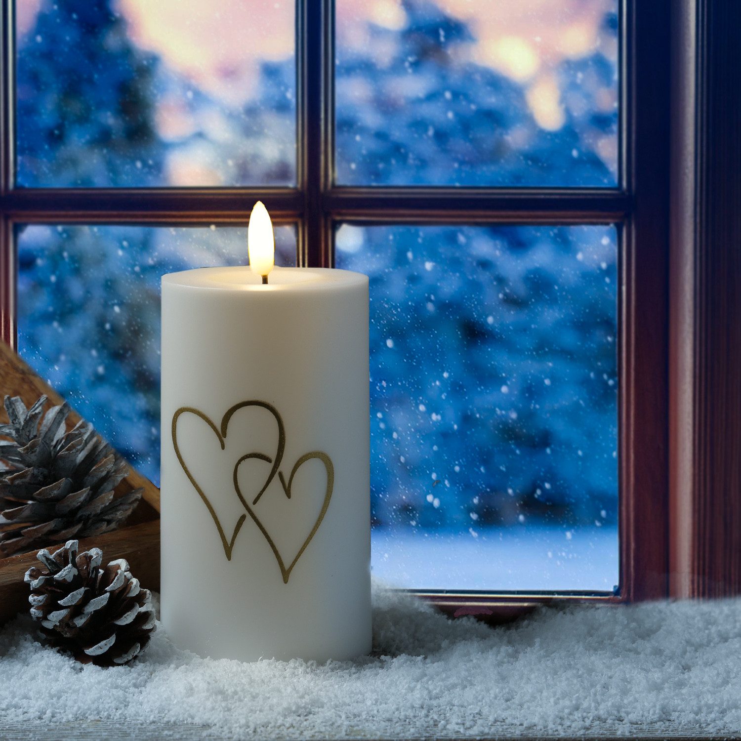 MARELIDA LED-Kerze Herz für Innen/Außen Grabkerze H: 15cm D:7cm outdoor Tim günstig online kaufen