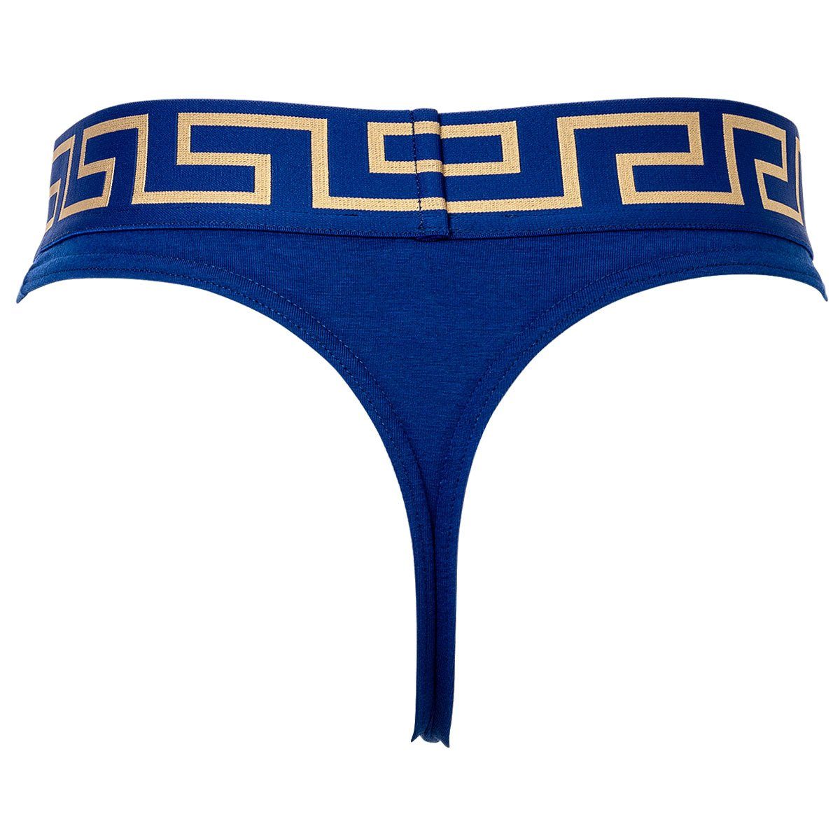 Versace Blau/Gold - Stretch Cotton String, Thong, Tanga Slip, Tanga Herren