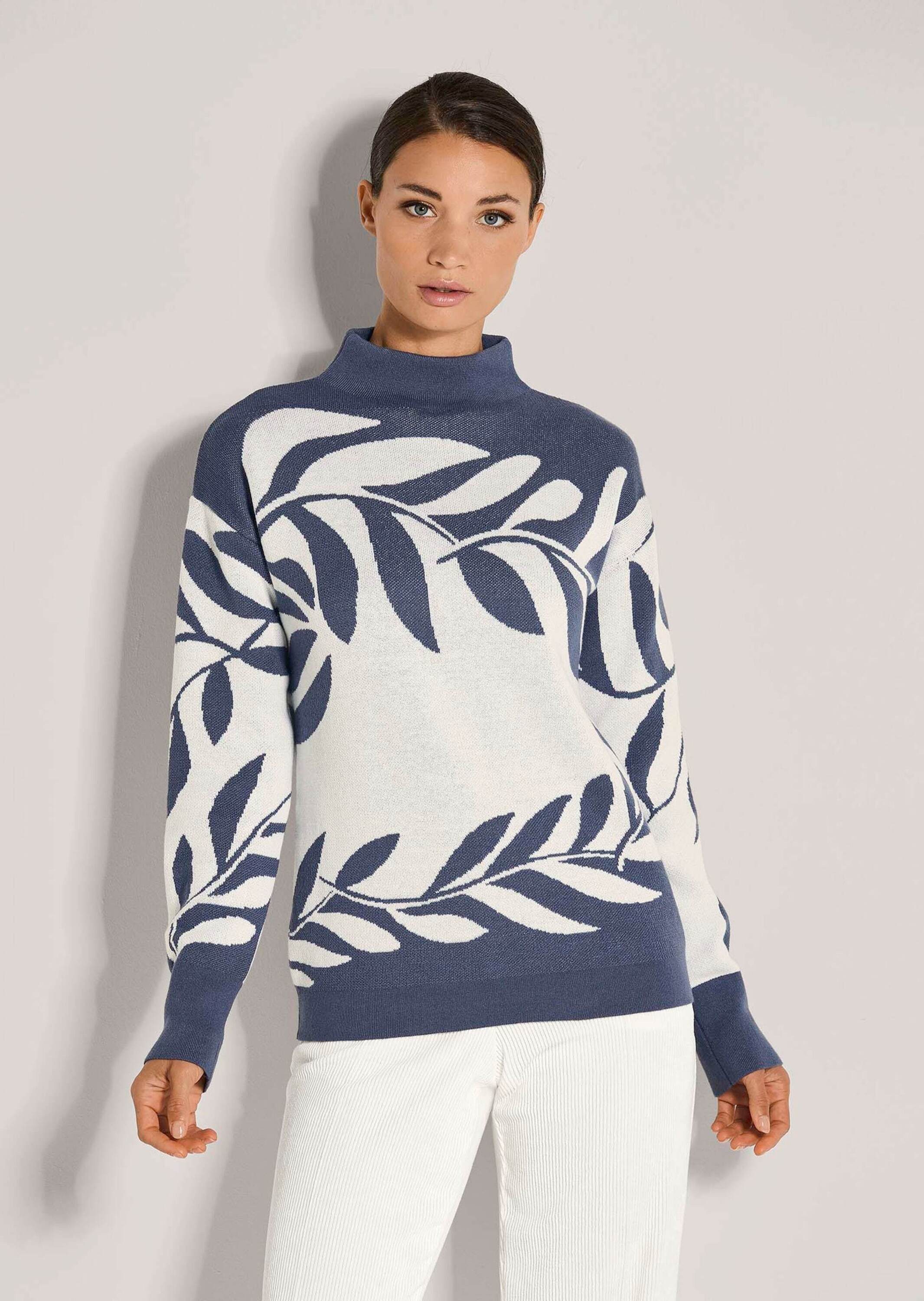 MADELEINE Strickpullover Moderner Winterpullover mit floralem Strickmuster günstig online kaufen