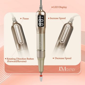 JCMaster Maniküre-Pediküre-Set, Nagelfräser,2200mAh Powerbank,LED-Display,Max 25000RPM, mit Bohrer-Set