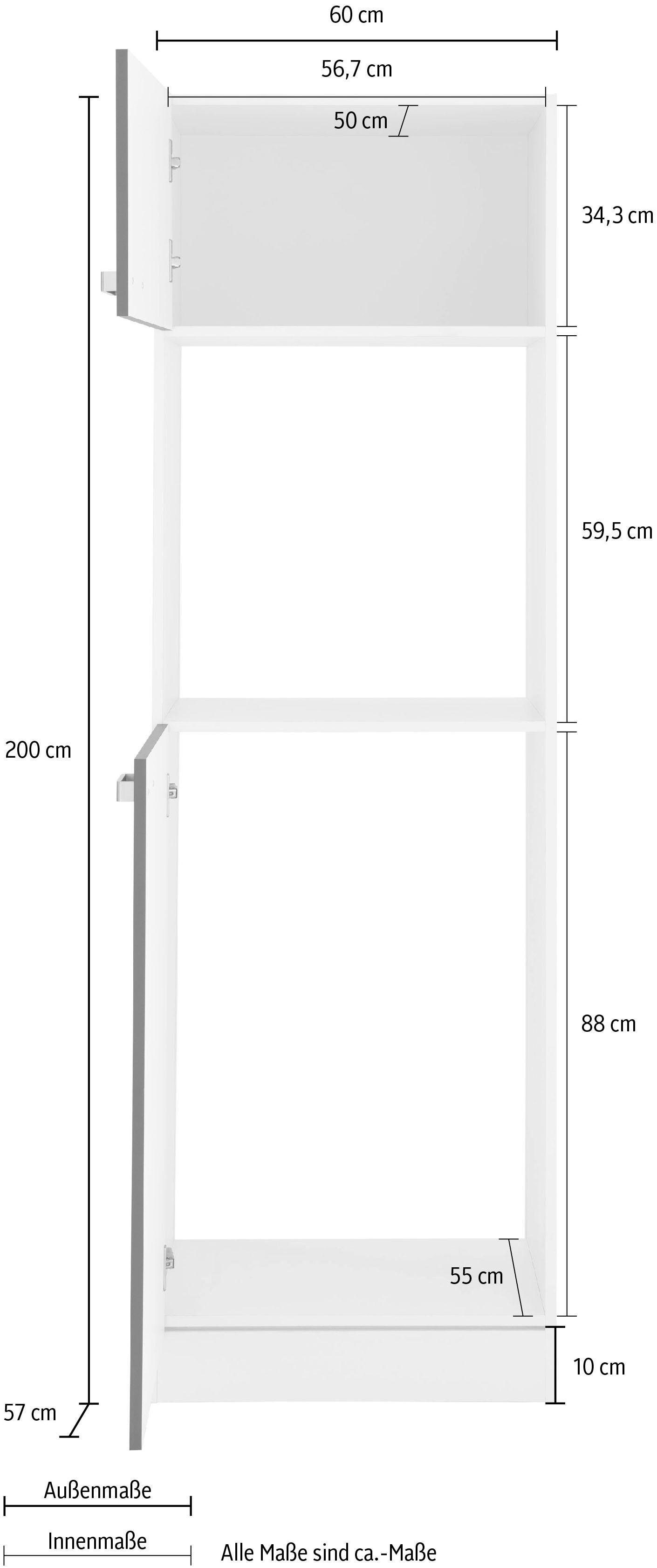 wiho Küchen weiß/weiß Backofen/Kühlumbauschrank cm 60 Husum breit