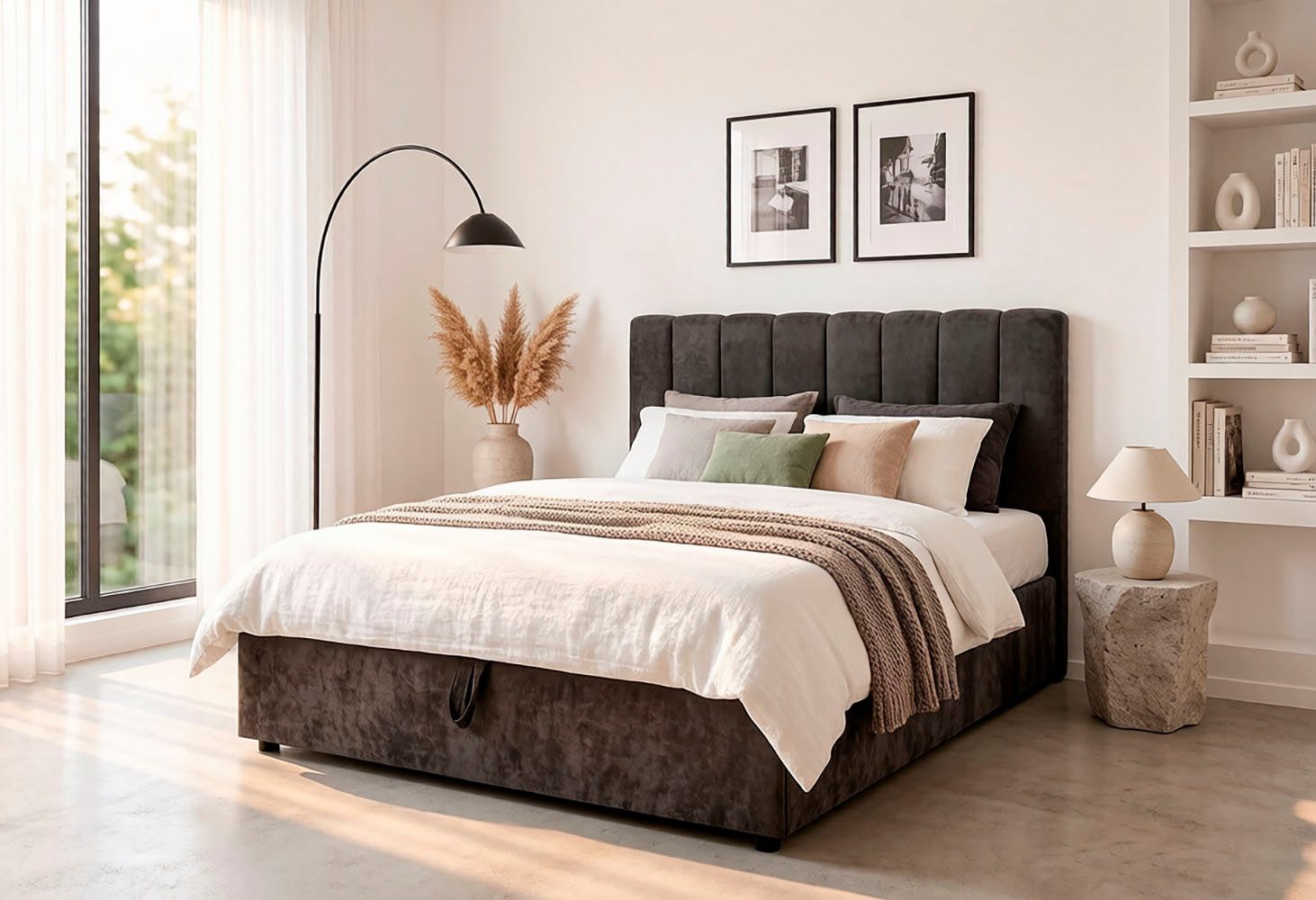 OTTO home Boxbett HAILEYY, Polsterbett mit Bettkasten, inkl. Taschenfederkernmatratze H3, mit Kaltschaumtopper, Chenille-Bezug, 140x200 & 180x200 cm