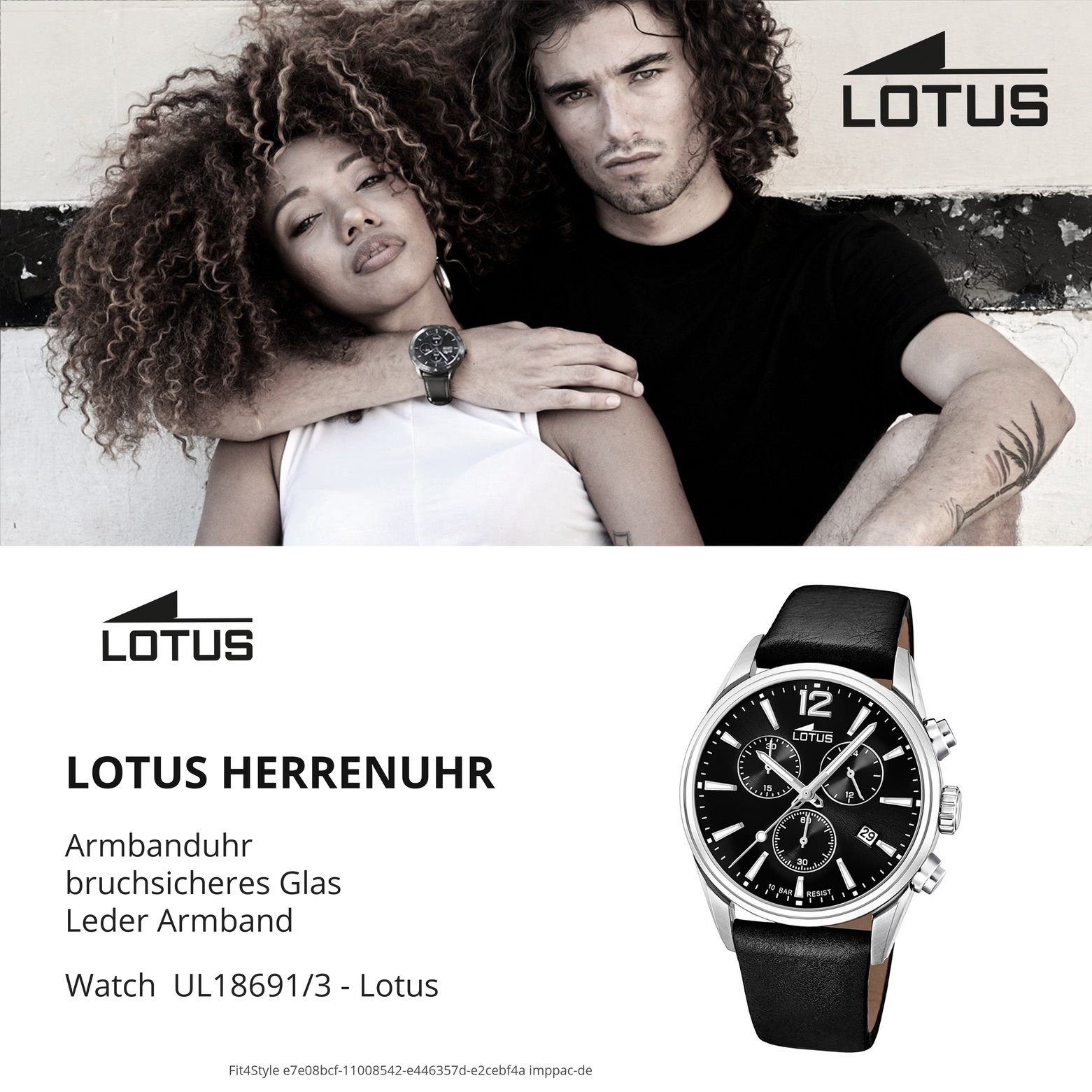 Herren Uhren Lotus Quarzuhr UL18691/3 LOTUS Herren Uhr Sport 18691/3 Leder, Herren Armbanduhr rund, groß (ca. 42mm), Lederarmban