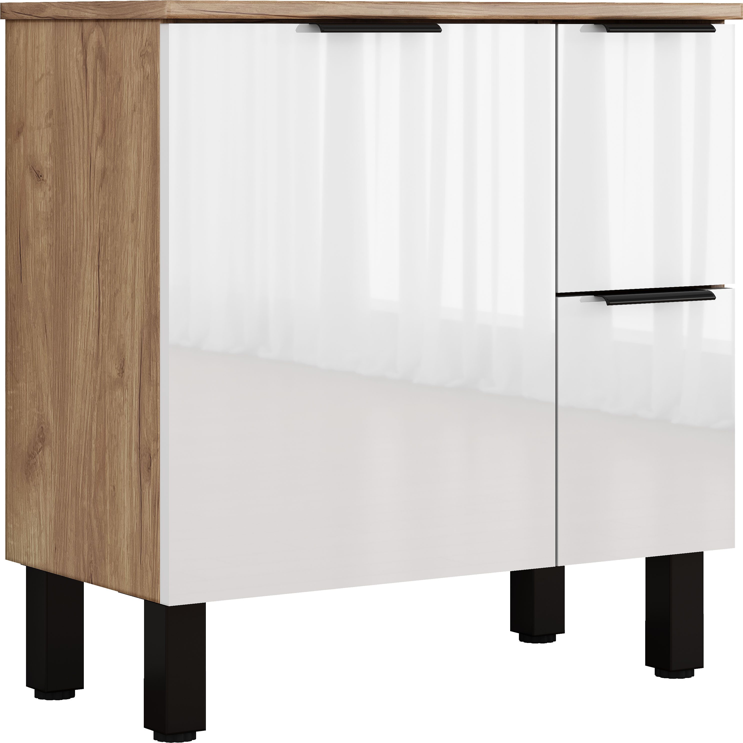 welltime Waschtisch Picante, Waschplatz mit Keramikbecken, 60cm, 2 Türen und 2 Fächer, stehend