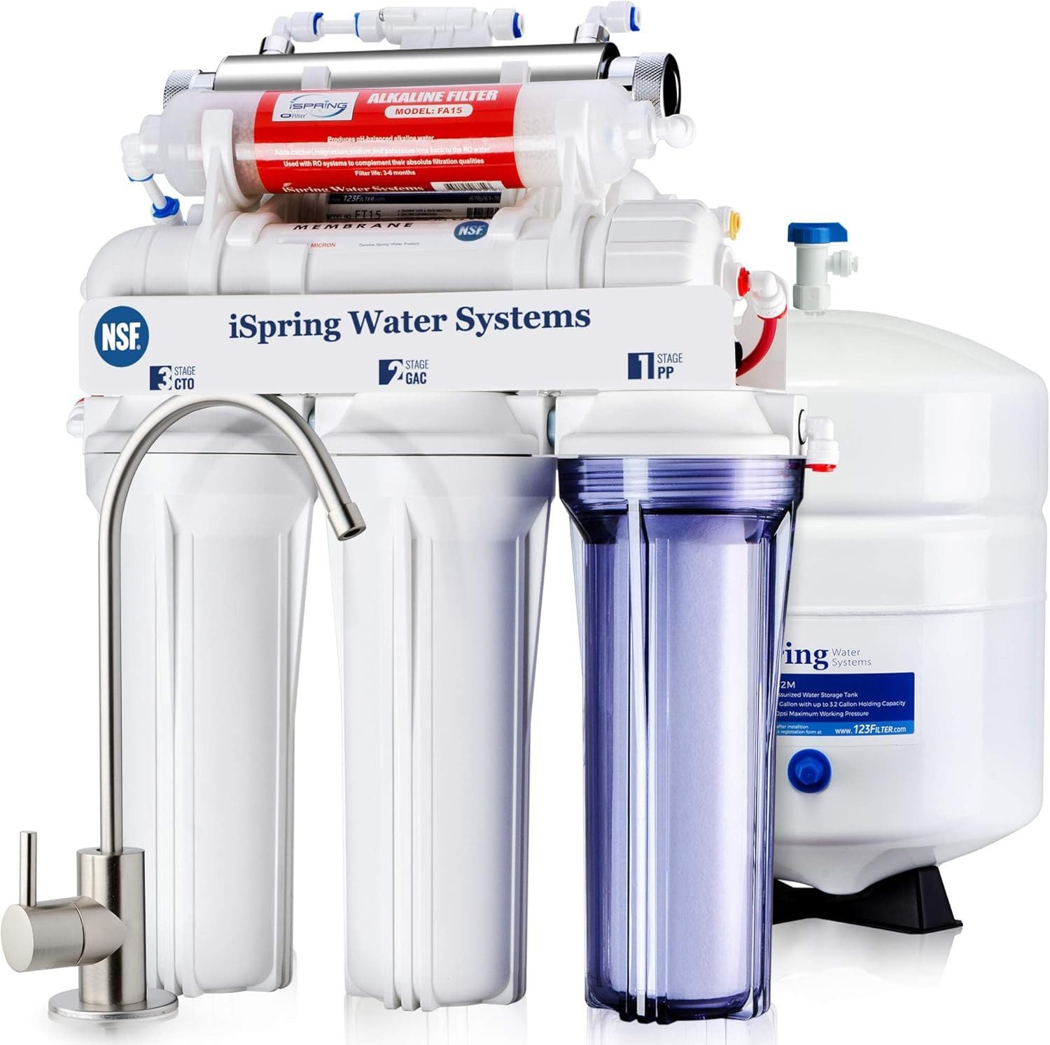 iSpring Wasserfilter RCC7AKUV RO-Anlage mit Remineralisierung & UV, NSF, 75GPD