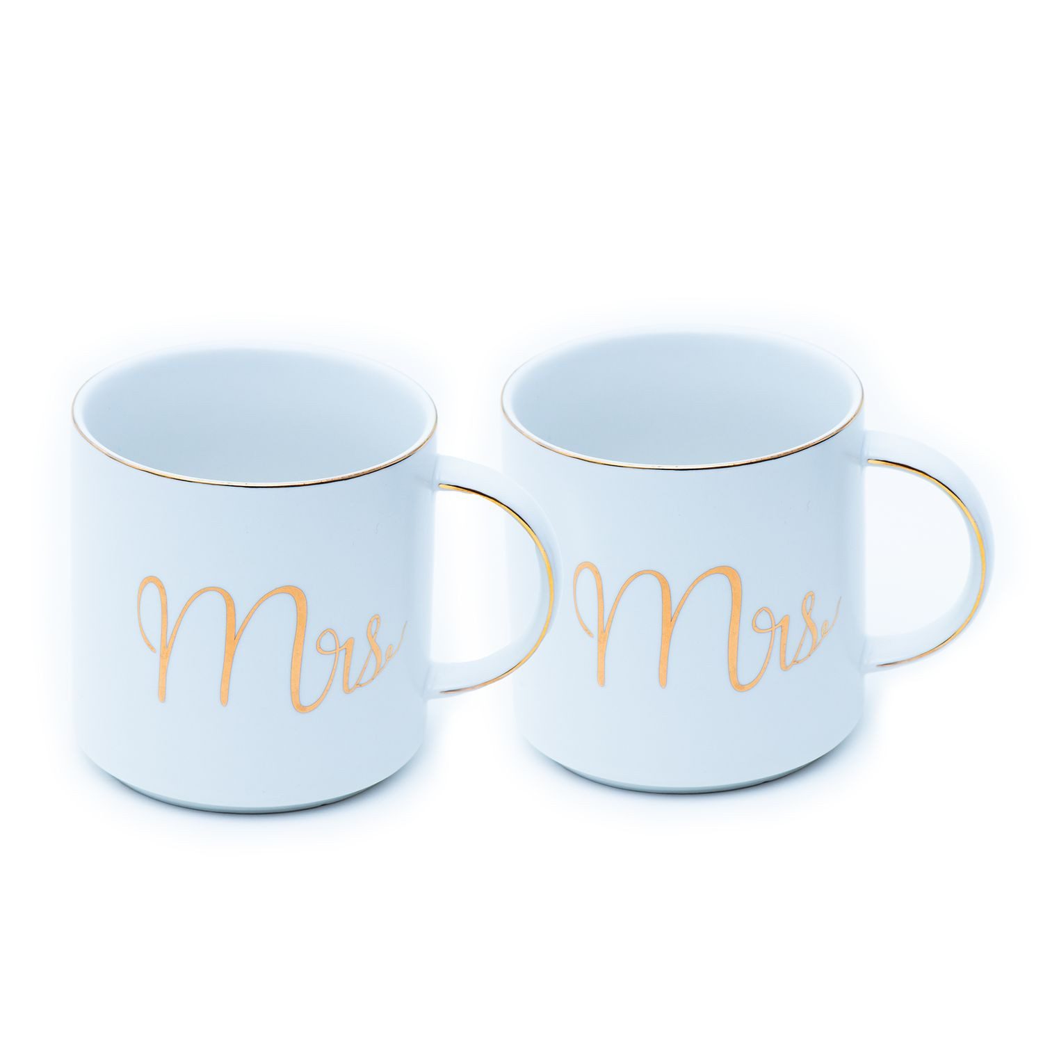 Intirilife Tasse, 1-tlg., Porzellan, Kaffeetasse Teetasse mit Goldrand und Aufschrift Mrs und Mrs 300 ml