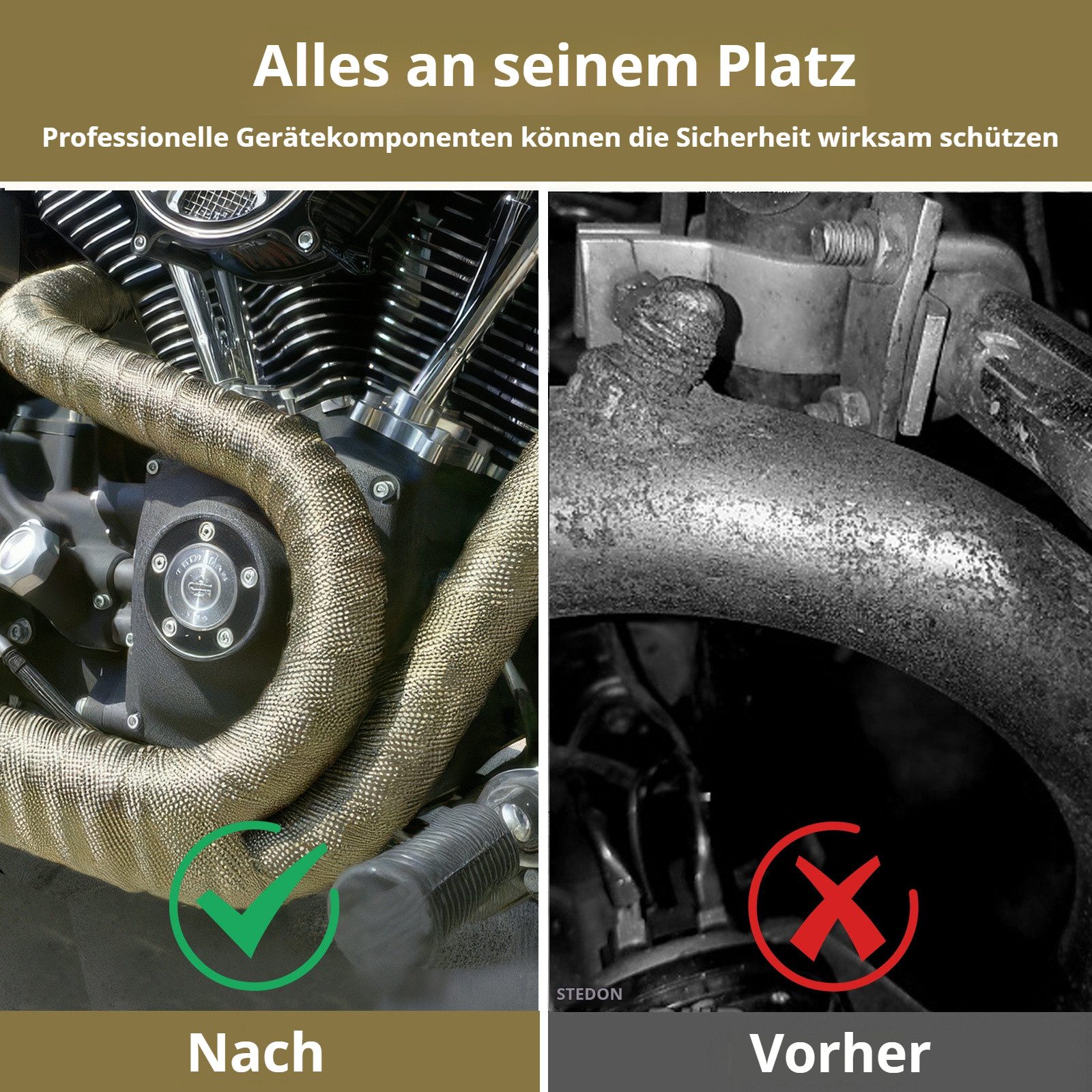 BlingBin Auspuff-Flexrohr Hitzebeständiges Auspuffband aus Basaltfaser,Länge 10M mit Kabelbinder, (1er set, 1-tlg), Auspuffrohr, Thermoband für Fächerkrümmer – Bild 4 von 5