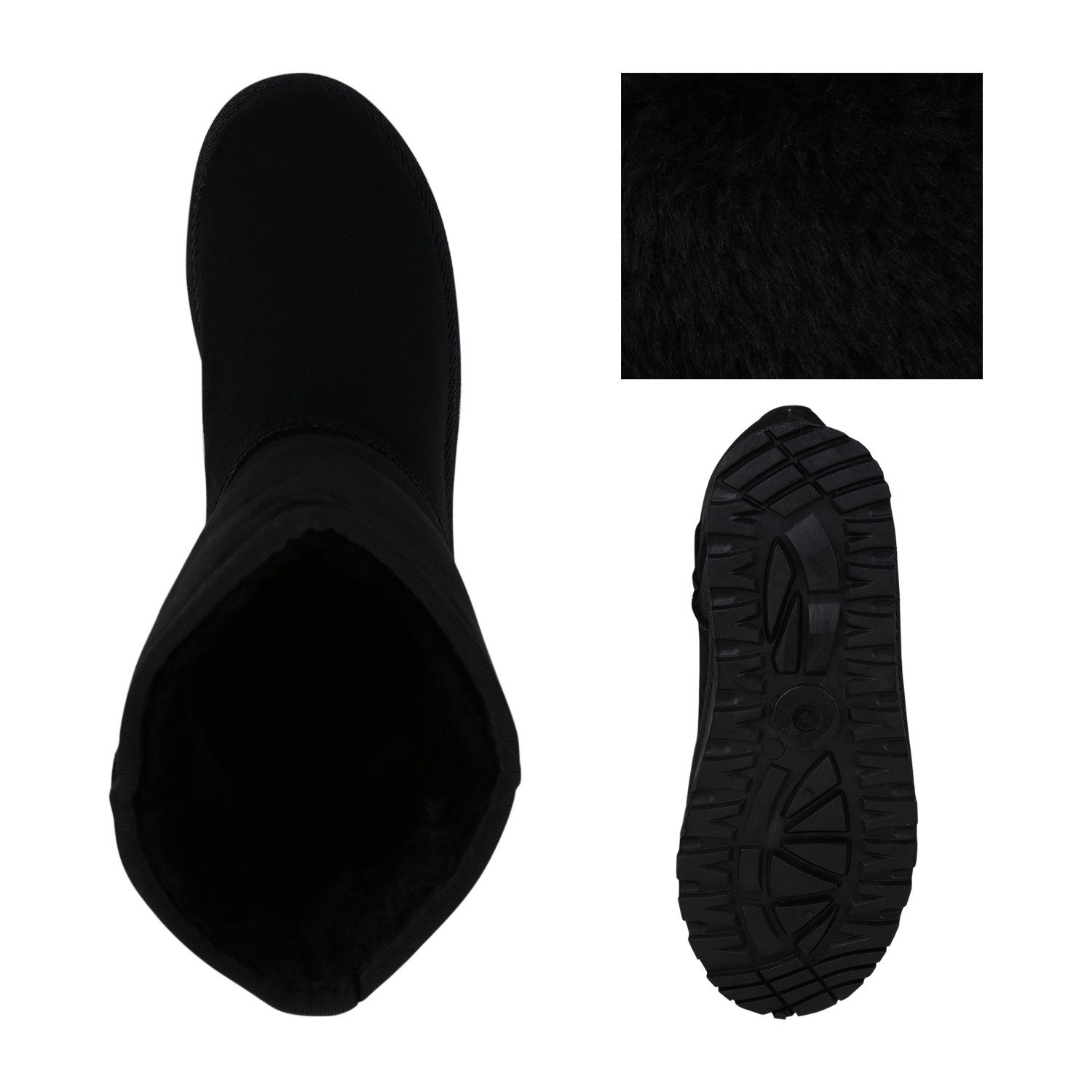 VAN HILL 836446 Schlupfboots Damen Warm Gefütterte Schlupfstiefeletten Profil-Sohle