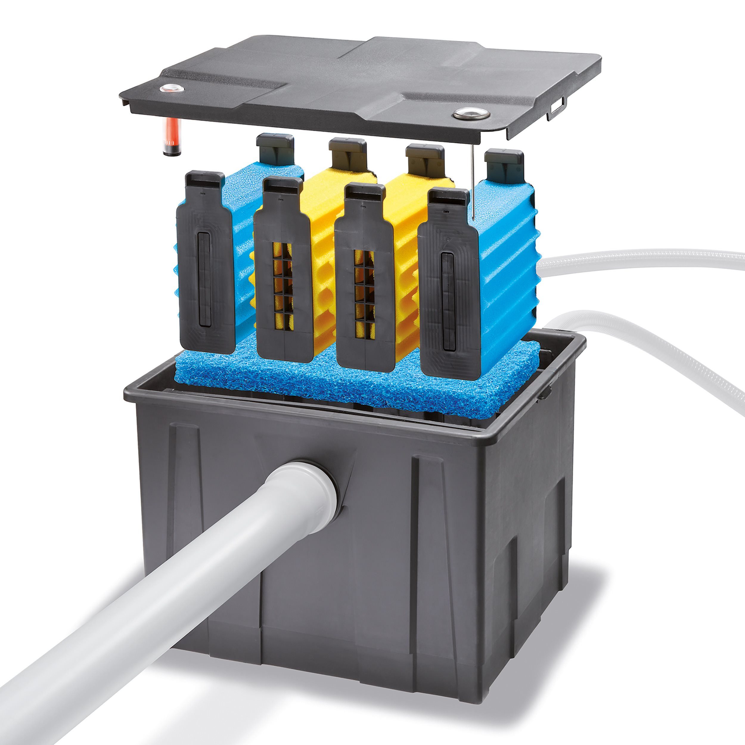 esotec Teichfilter 150/5000 Solar Durchlauffilter-Set, Pumpe 5000l/h Module 3x50Wp 101082 (Komplettset)