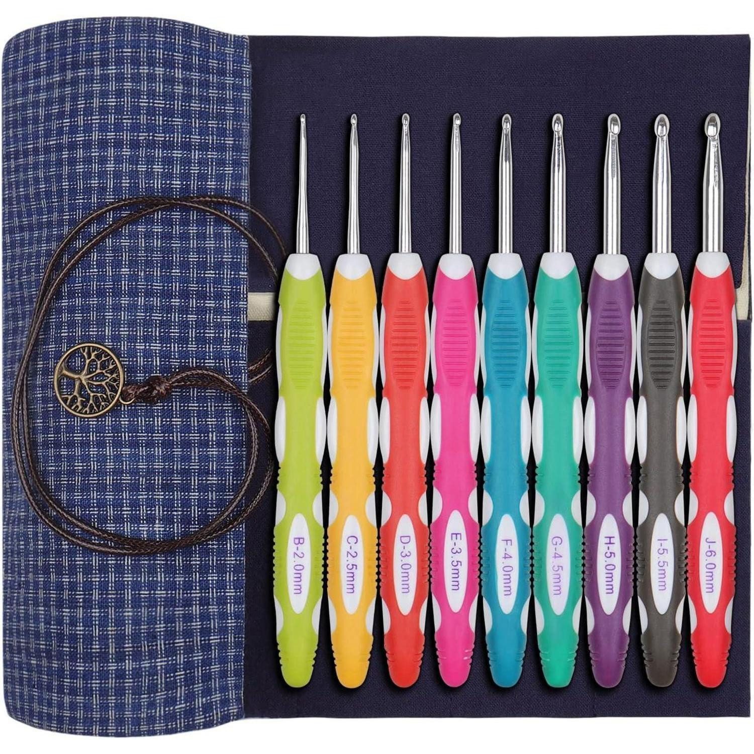 LuxusKollektion Häkelnadeln 9-teiliges Aluminium Häkelnadelset in Tasche, Lange ergonomische, 9 St.