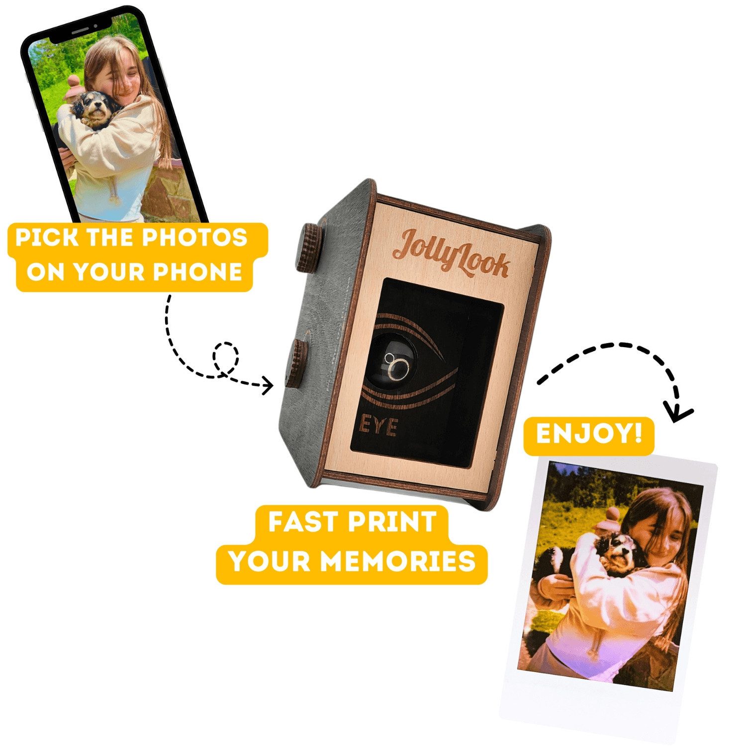 MagicHolz Modellbausatz Smartphone Drucker für Instax Mini Bilder aus Holz, (2-tlg)