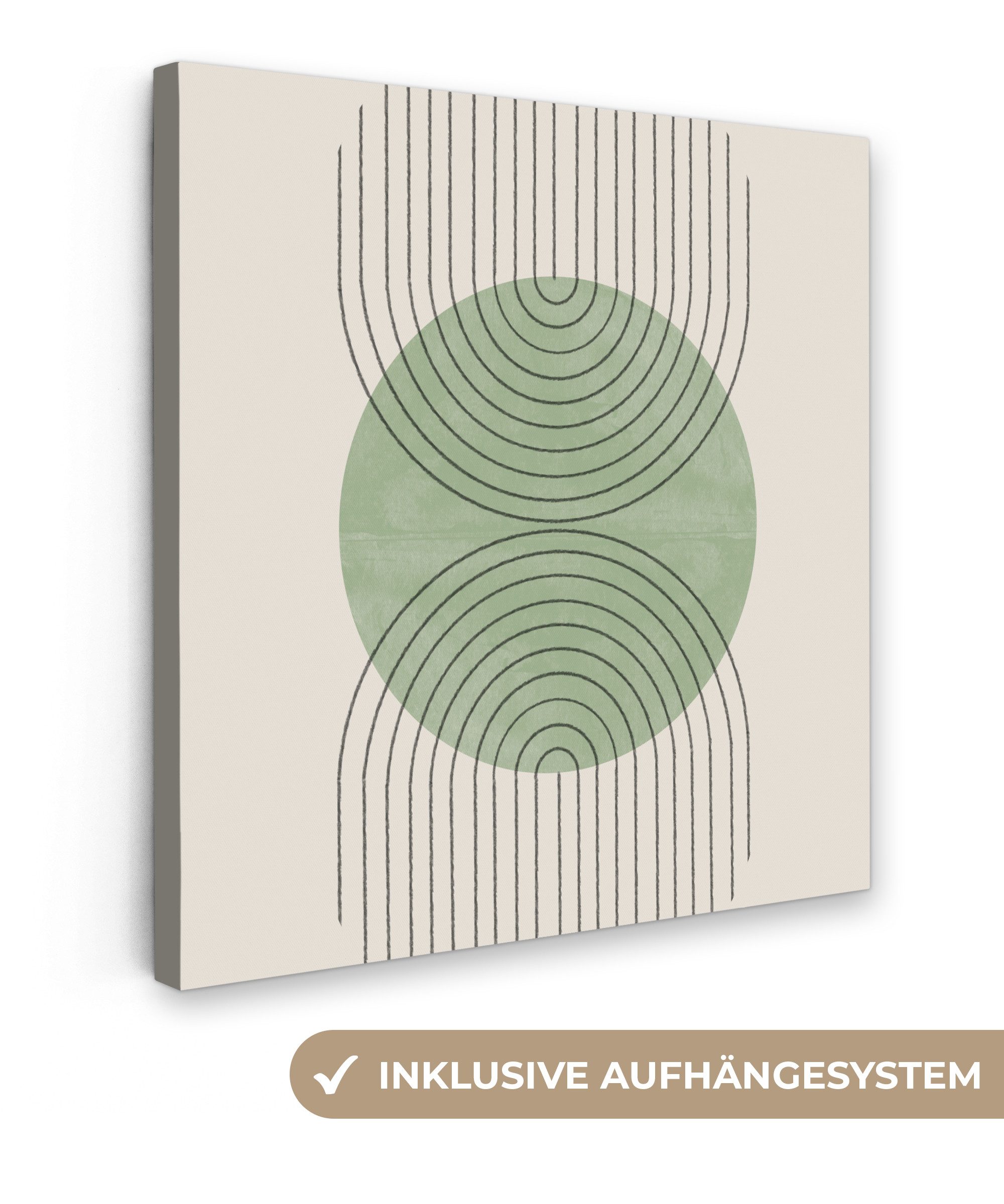 OneMillionCanvasses® Leinwandbild Kreis - Linien - Abstrakt - Grün, Fotodru günstig online kaufen
