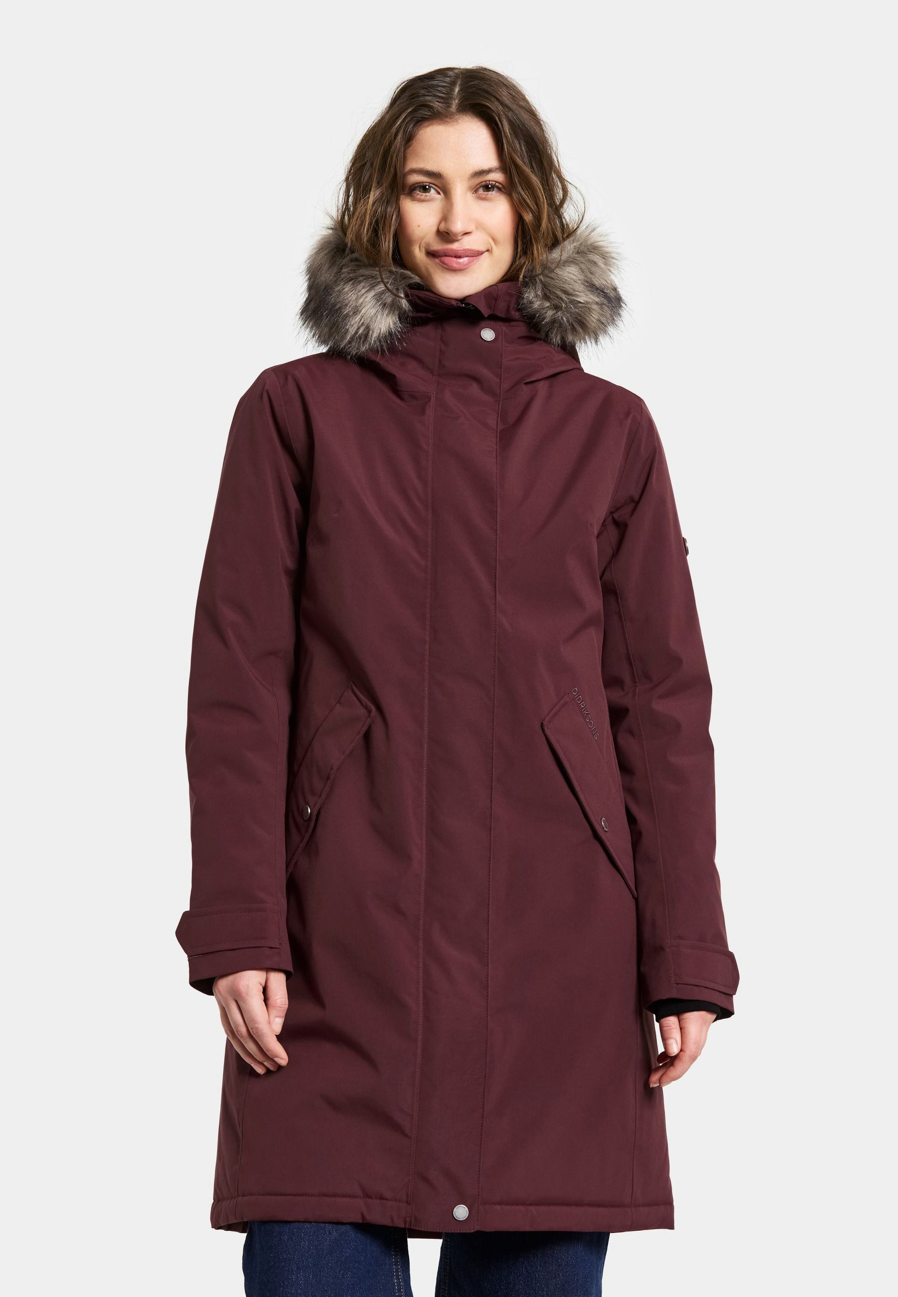 Didriksons Winterjacke Damen Wintermantel Kapuze aus Kunstfell ERNA