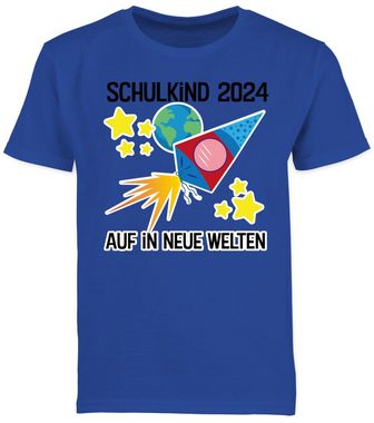 Shirtracer T-Shirt Schulkind 2024 Auf in neue Welten Einschulung Junge Schulanfang Geschenke