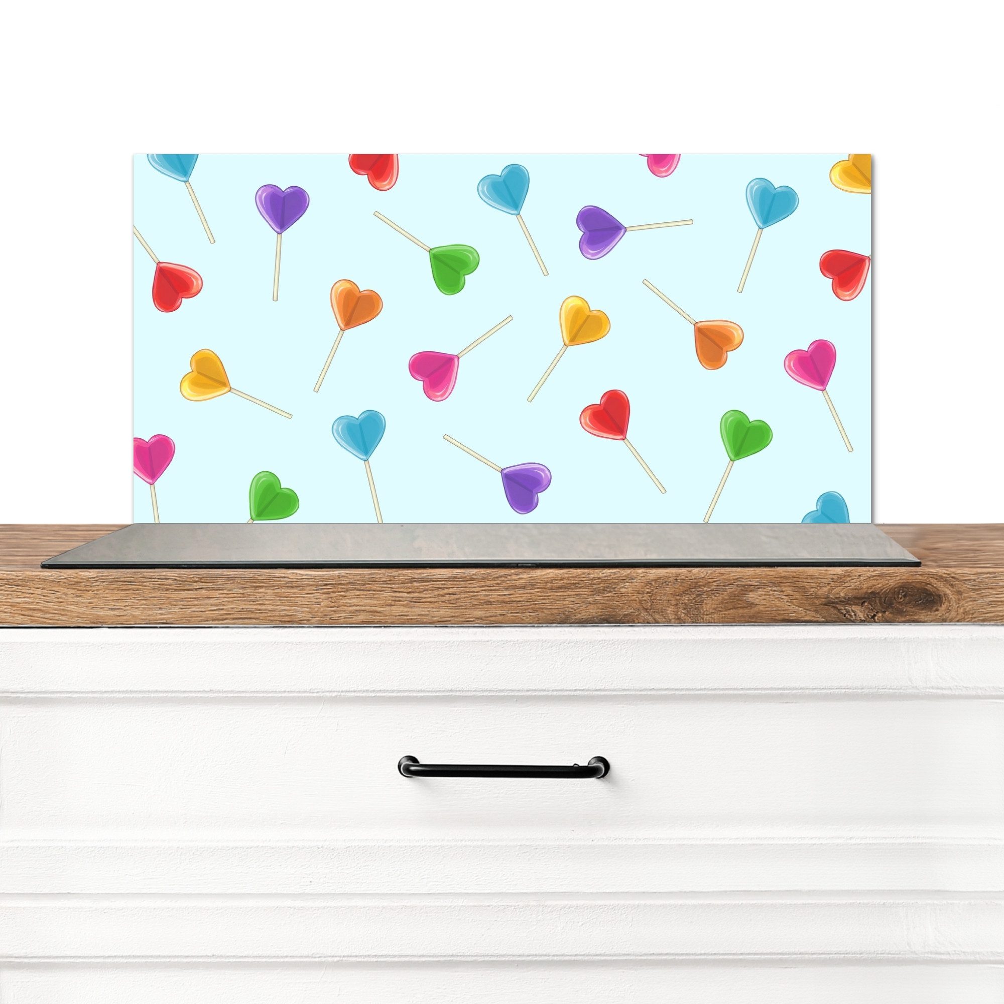 KitchenYeah Küchenrückwand Lollipop - Regenbogen - Bonbon, (1-tlg), Spritzschutz Küchenrückwand, Wandschutz, 60x30 cm