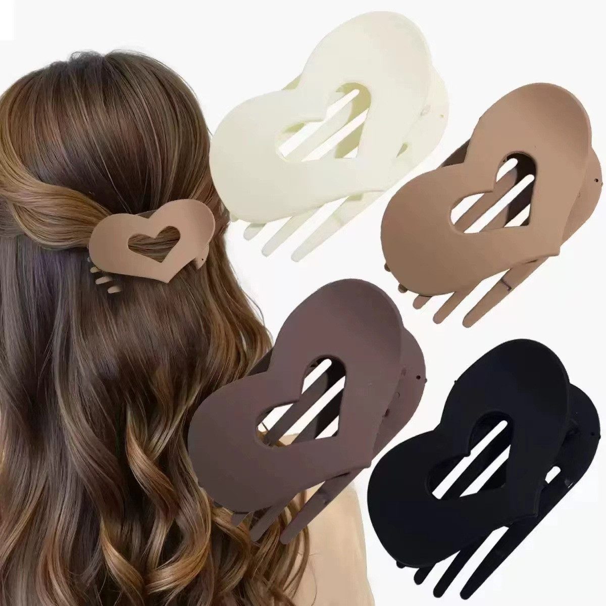 Coonoor Haarspange 4 Stück Haarklammern für Damen, Französisches Haarspangen Damen, Haarklammer Gebogenes Design,Flat Claw Clip, 4-tlg., für Dünnes Haar und Dickes Haar