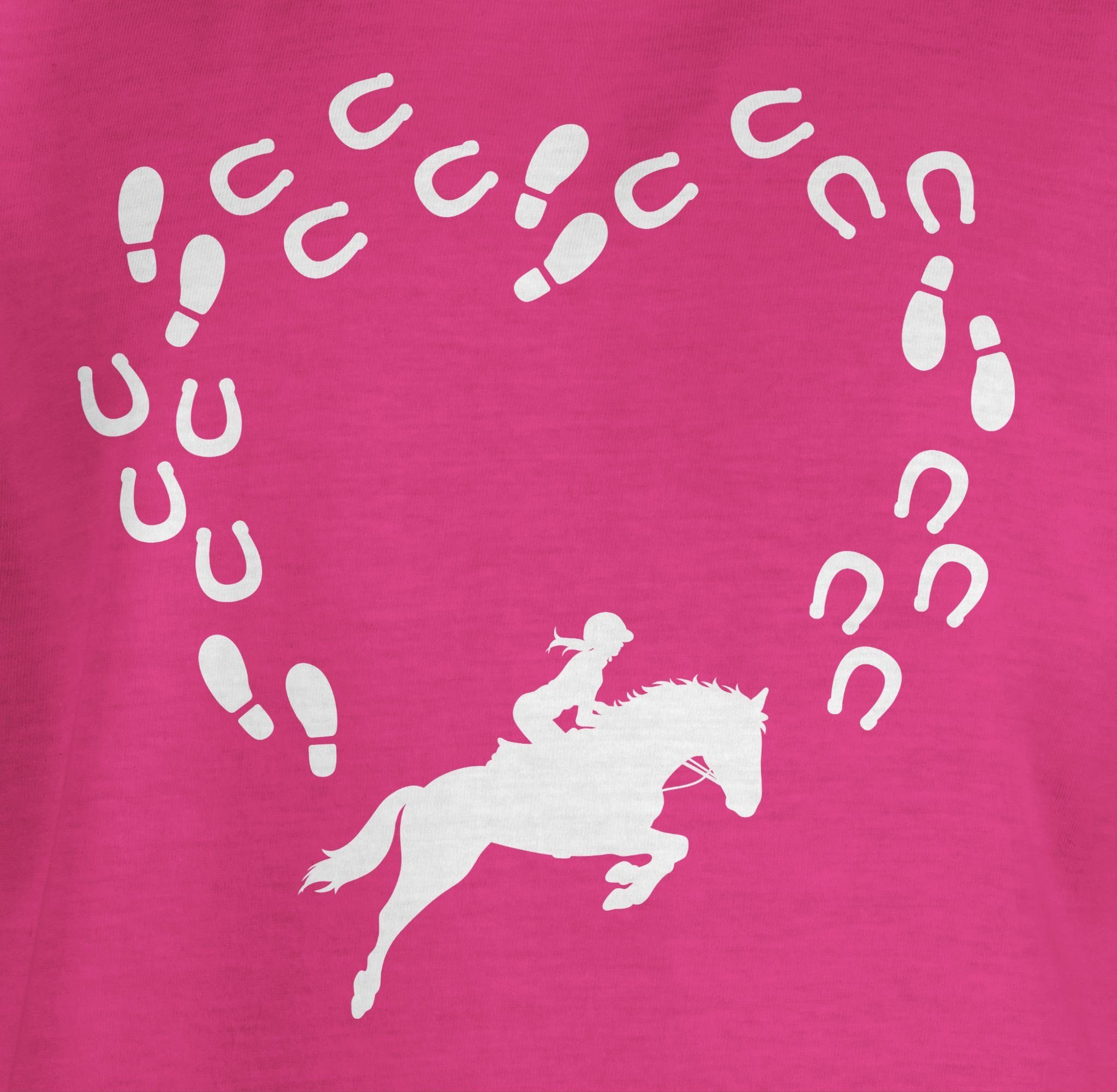 Shirtracer T-Shirt Reiter Pferd Pferd 1 Herz Fuchsia und