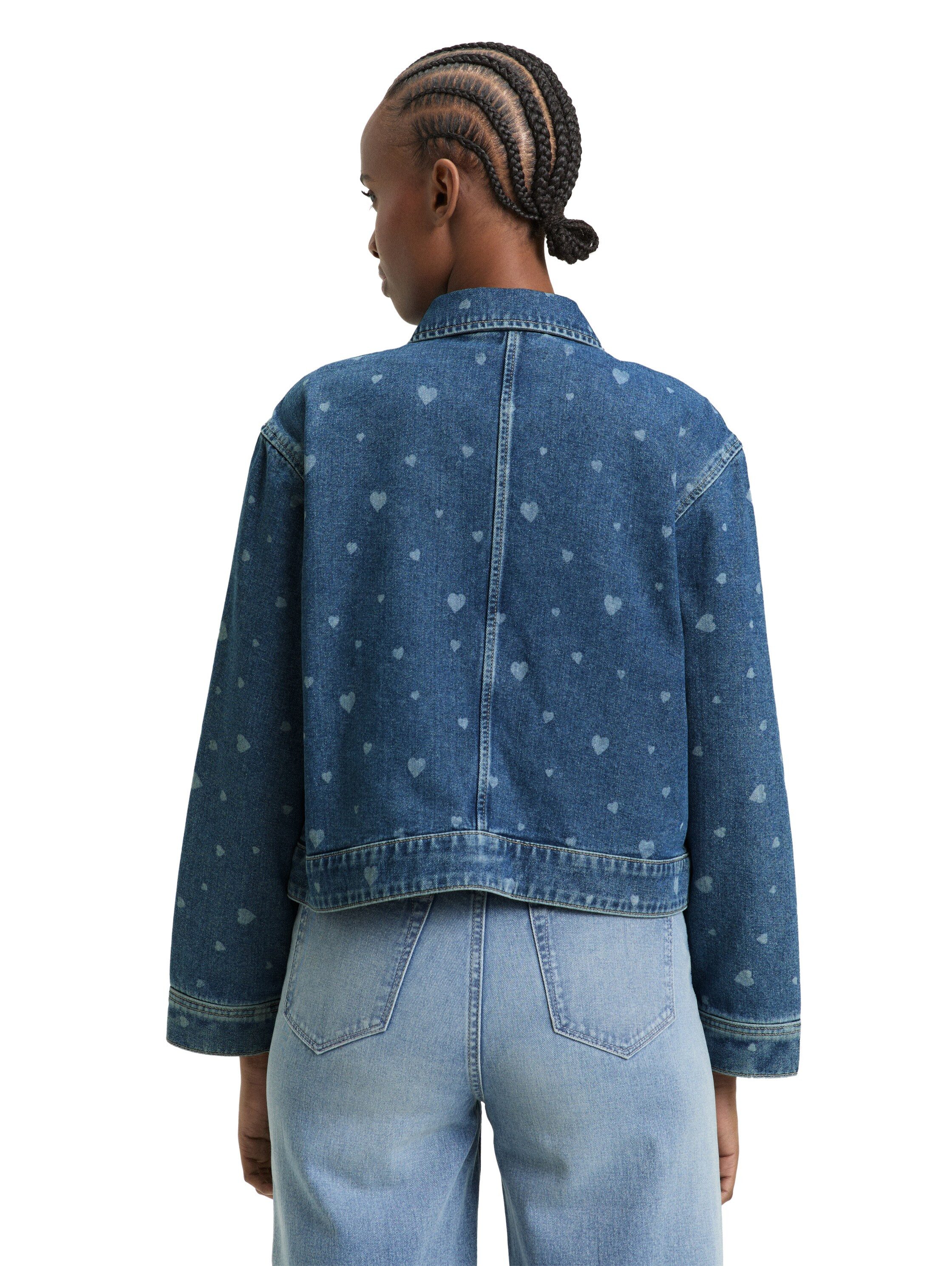 TOM TAILOR Denim Jeansjacke mit All-Over-Herz-Print günstig online kaufen