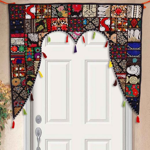 Türvorhang »Indischer Türvorhang Toran 110x100 cm (BxH) Orientalischer Türbehang Patchwork-Design, Vintage Fenstervorhang Boho Ethno Stil«, Casa Moro, (1 Stück), MA6207