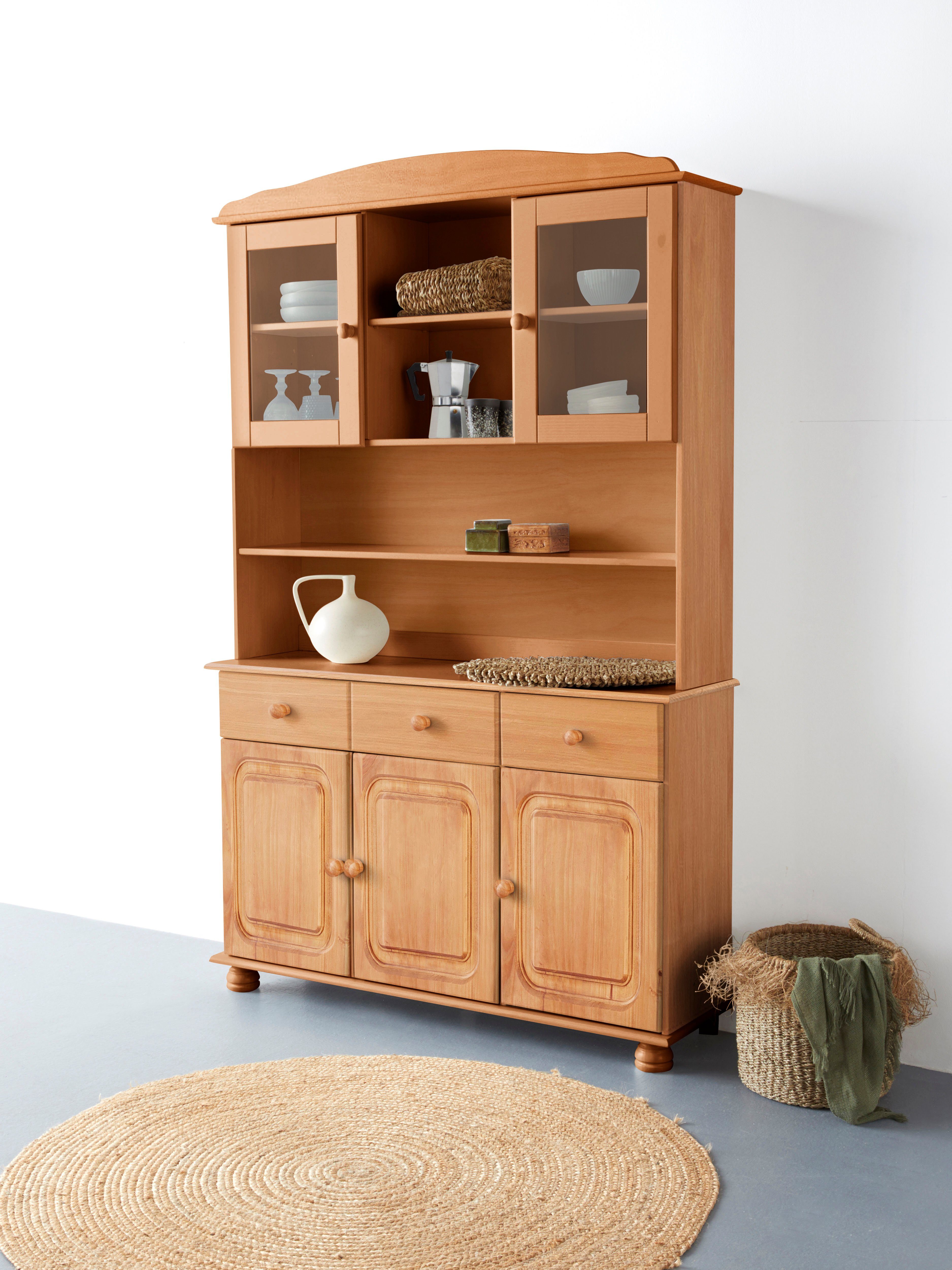 4 (2-St) Stauraum hinter und natur viel Mette Schubladen 181cm Mit 2 Höhe Buffet affaire Home Türen, gebeitzt/gewachst