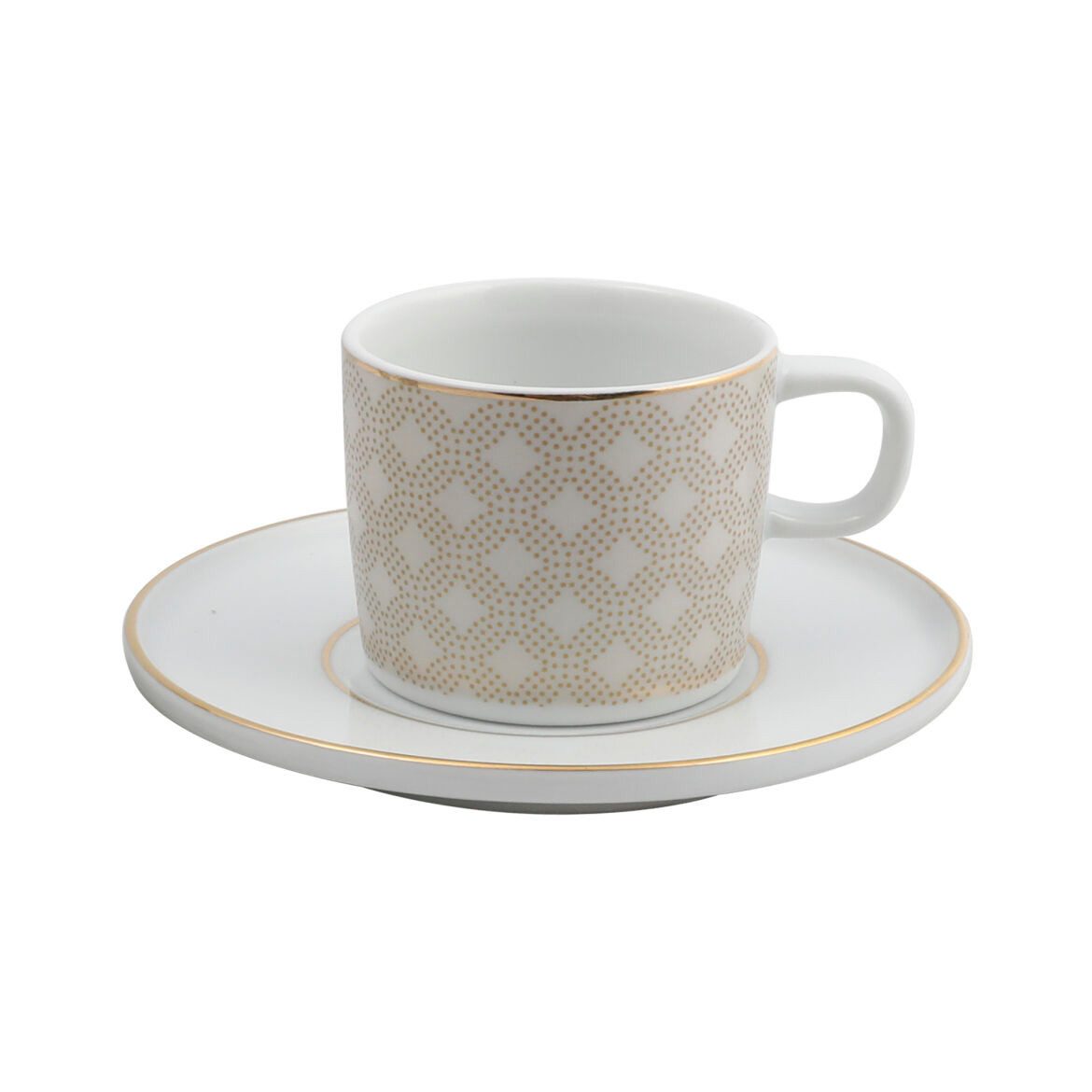 GÜRAL Porselen Kaffeeservice MENTAL (4-tlg), 2 Personen, Porzellan, Elegantes braunes Dekor, robust und praktisch