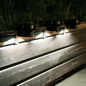 LETGOSPT LED Solarleuchte 3er Set LED Dachrinnenleuchte Zaunlicht für Außen, LED fest integriert, Kaltweiß, LED Solarleuchten Garten Dachrinnenleuchte Zaunleuchte Aussen Licht