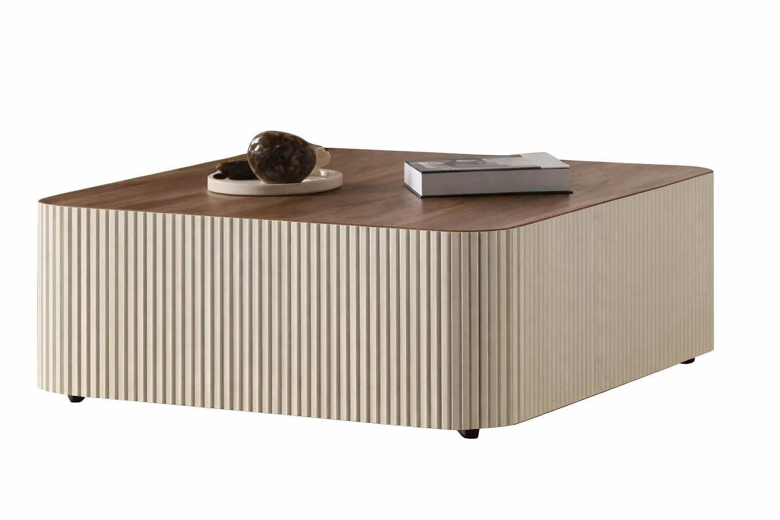 Couchtisch Eleganter Tisch mit Ribbeldesign und stilvollen Akzenten