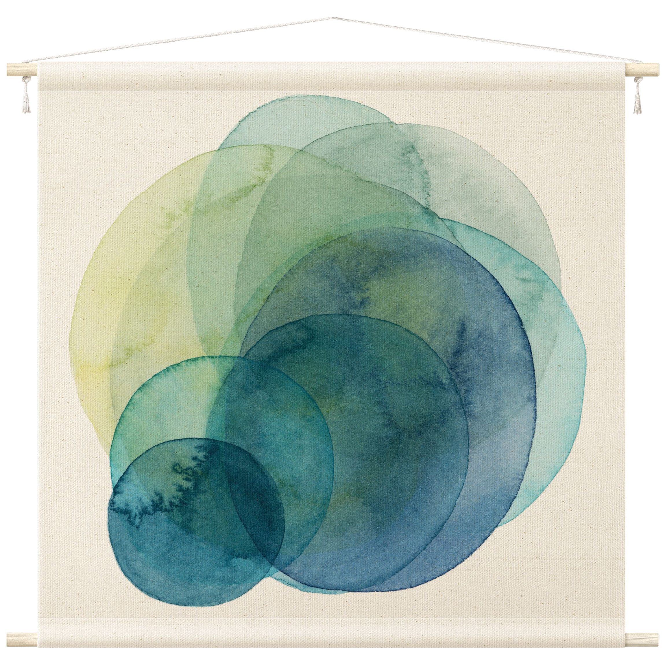 Bilderdepot24 Wandteppich modern Abstrakt Aquarell blau, quadratisch, Höhe: 2.6 mm, großes Wandbild aus Natur-Baumwolle Wandbehang Stoffbild Tuch Wollseil